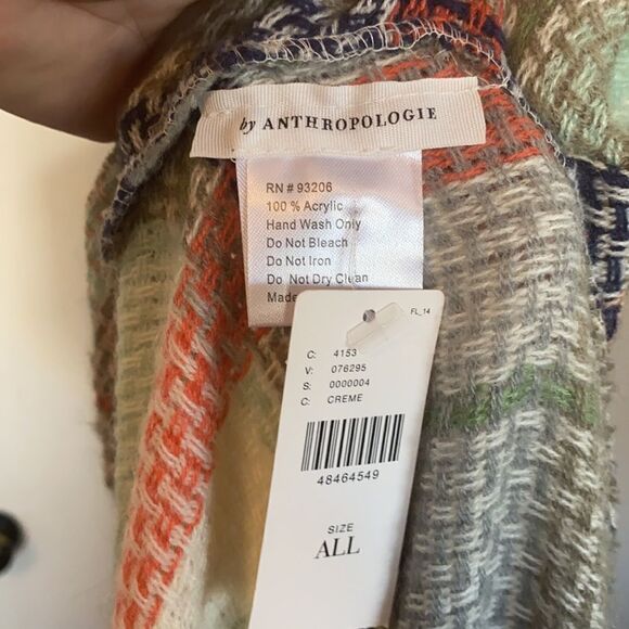 Anthropologie Brand New Plaid Design 100% Acrylic Scarf Contemporary Boho Work - Picture 7 of 7